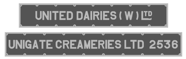 UD - Unigate Milk Tank Plates