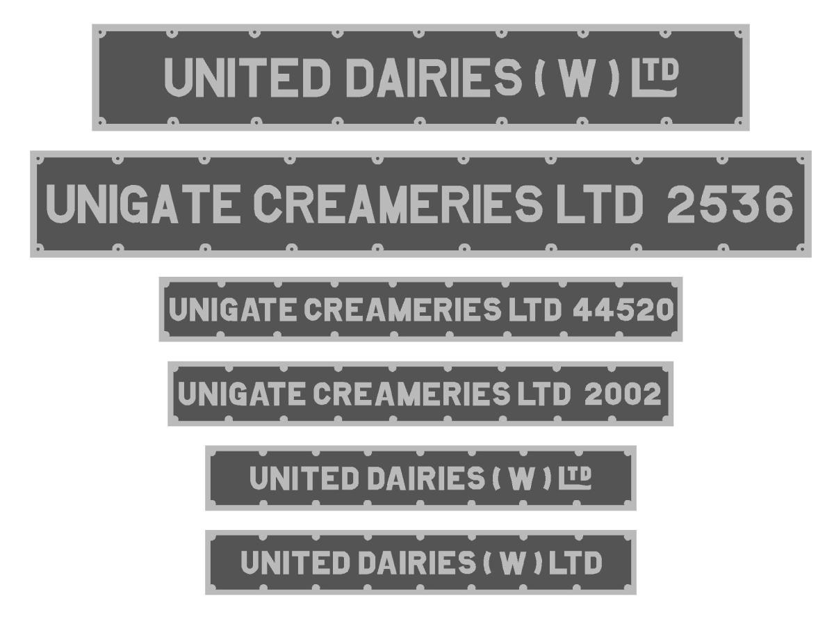 July 2016 United Dairies Milk Tank Numberplates